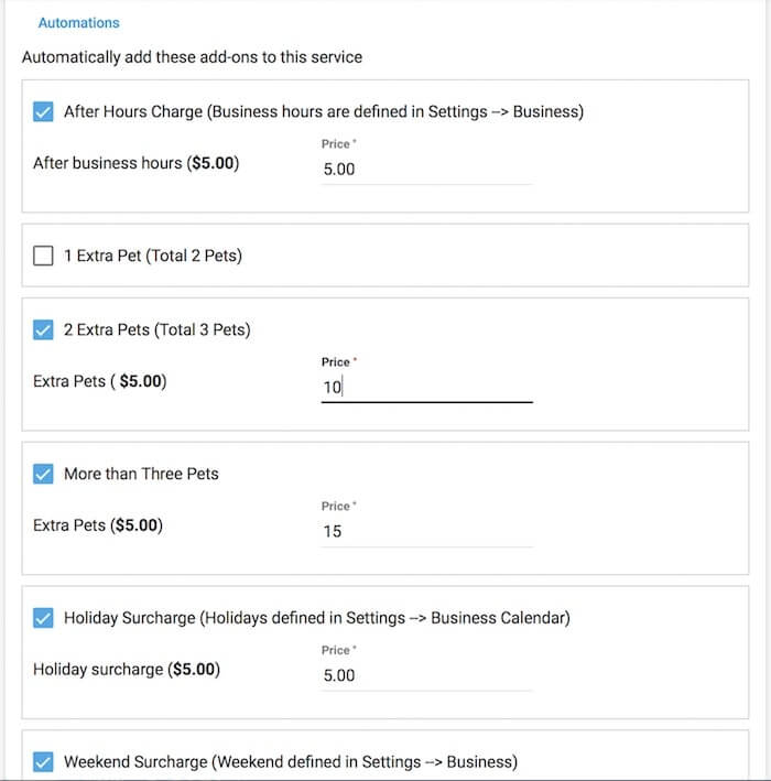 Automate surcharges